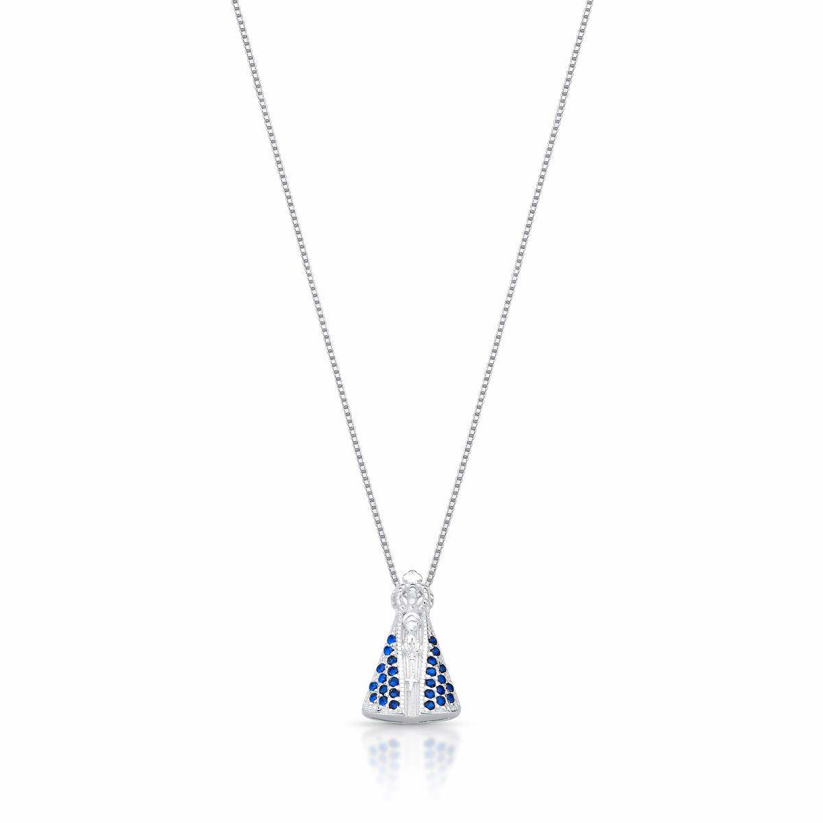 Women’s Our Lady Crystal-Set Sterling Silver Necklace