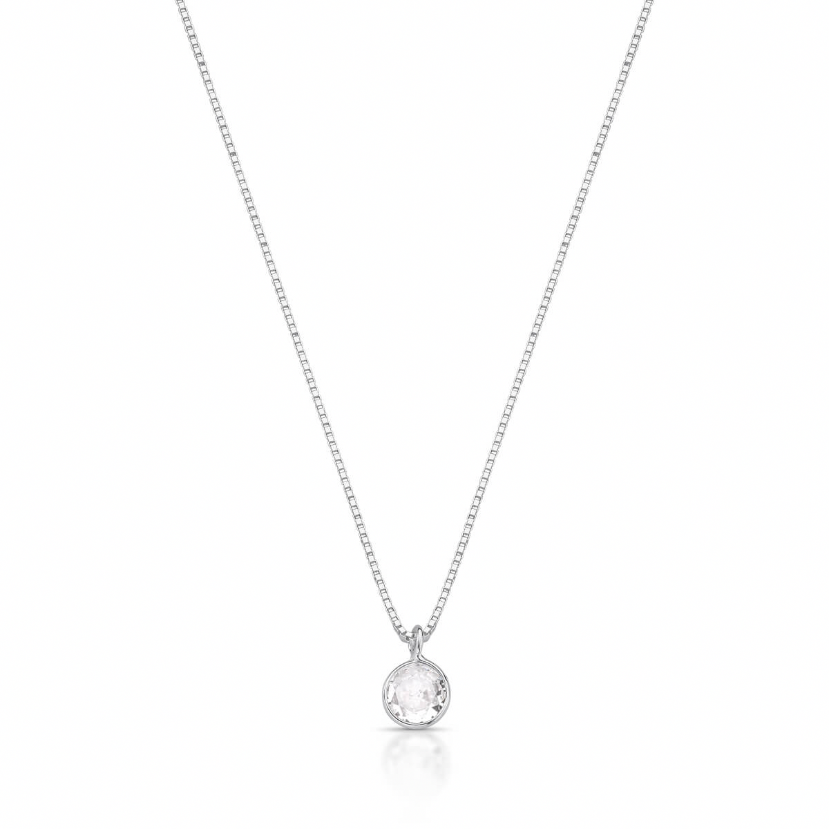 Women’s Solitaire CZ Sterling Silver Necklace